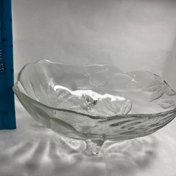Vintage Pressed Glass Poppy Flower Lg Footed Fruit Oblong Bowl Centerpiece Dish - Picture 5 of 6